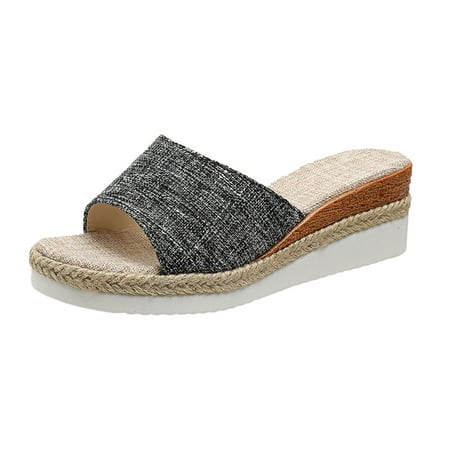 Cathalem Ladies Fashion Color Matching Cloth Open Toe Casual Slope Heel Thick Sole Sippers Black 39
Cathalem Ladies Fashion Color Matching Cloth Open Toe Casual Slope Heel Thick Sole Sippers Black 39