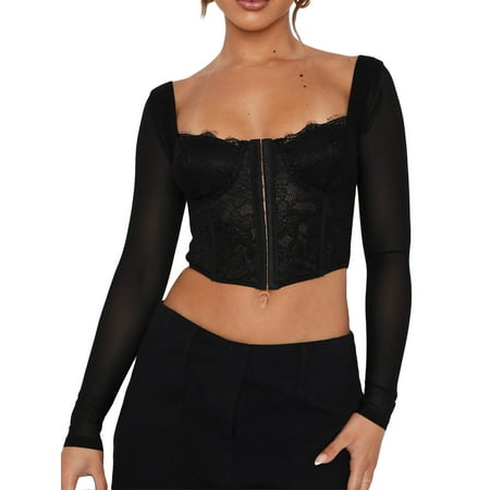 Jxzom Women Long Sleeve Lace Patchwork Crop Top Corset Slim Fit Square Neck Solid Color Top
Jxzom Women Long Sleeve Lace Patchwork Crop Top Corset Slim Fit Square Neck Solid Color Top