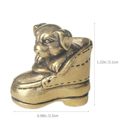 Brass Retro Dog Adornment Desktop Little Dog in The Shoe Landscape Ornament