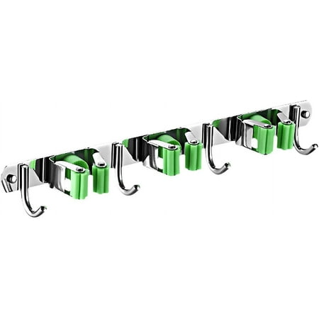 Wall-mounted Broom Holder Stainless Mop Holder With 3 Clips And 4 Hooks
Wall-mounted Broom Holder Stainless Mop Holder With 3 Clips And 4 Hooks