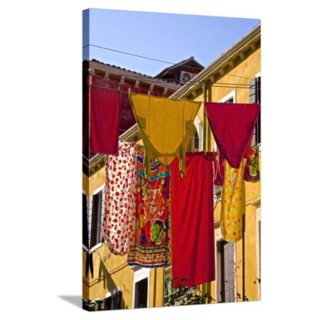 Washing Day, Laundry Drying, Castello, Venice, UNESCO World Heritage Site, Veneto, Italy, Europe Stretched Canvas Print Wall Art By Guy Thouvenin