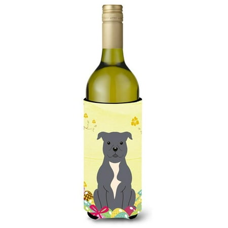 Easter Eggs Staffordshire Bull Terrier Blue Wine Bottle Beverge Insulator Hugger