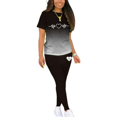 Voguele Women Jogger Set Short Sleeve Lounge Sets Gradient Two Piece Outfit Running Pajamas Casual Sleepwear Black 3XL
Voguele Women Jogger Set Short Sleeve Lounge Sets Gradient Two Piece Outfit Running Pajamas Casual Sleepwear Black 3XL
