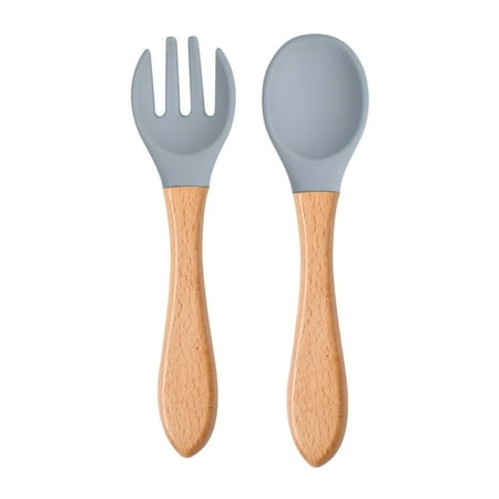 VIEGINE 2PCS Baby Silicone Wooden Feeding Fork Spoon Toddlers Infant Food Grade Utensils
VIEGINE 2PCS Baby Silicone Wooden Feeding Fork Spoon Toddlers Infant Food Grade Utensils