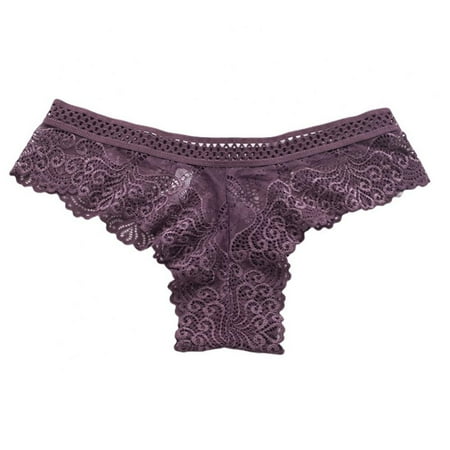 Women s Thin Lace Thongs Hollowed Out T Back Low Waist Thong See Through Panties