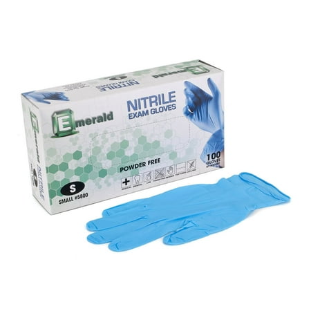 Emerald Nitrile Exam Gloves Blue Medical Powder Free 3.5 Mil