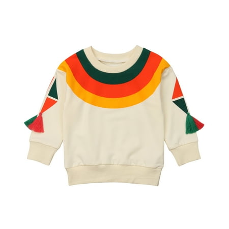 Kids Baby Boys Girls Long Sleeve Tassel Rainbow Striped Pullover Sweatshirt Top
Kids Baby Boys Girls Long Sleeve Tassel Rainbow Striped Pullover Sweatshirt Top