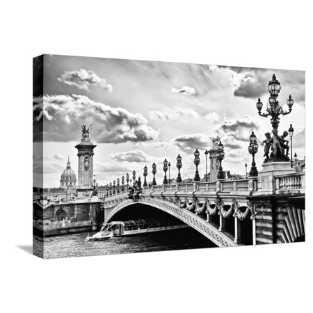 Alexander III Bridge view - Paris - France Stretched Canvas Print Wall Art By Philippe Hugonnard
