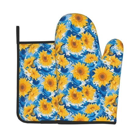 Junzan Blue Ocean Wave Sunflower Pattern Oven Mitts and Pot Holders 2 pcs Set Potholders BBQ Gloves Long Kitchen Oven Glove for Cooking Baking Grilling (2-Piece Set 11 Inch)
Junzan Blue Ocean Wave Sunflower Pattern Oven Mitts and Pot Holders 2 pcs Set Potholders BBQ Gloves Long Kitchen Oven Glove for Cooking Baking Grilling (2-Piece Set 11 Inch)