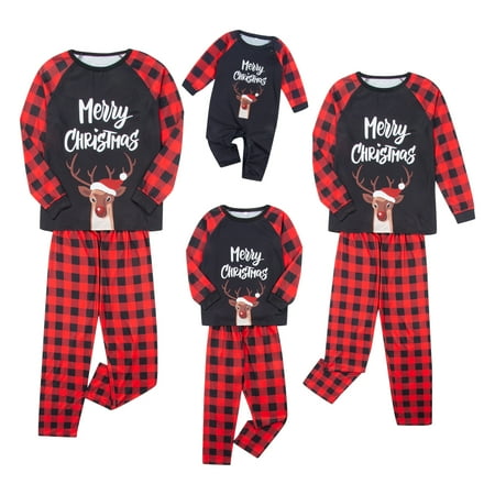 Sunisery Christmas Family Pajamas Set Letter Deer Print Long Sleeve Tops+Plaid Print Trousers/Romper Sleepwear 12-18 Months
Sunisery Christmas Family Pajamas Set Letter Deer Print Long Sleeve Tops+Plaid Print Trousers/Romper Sleepwear 12-18 Months