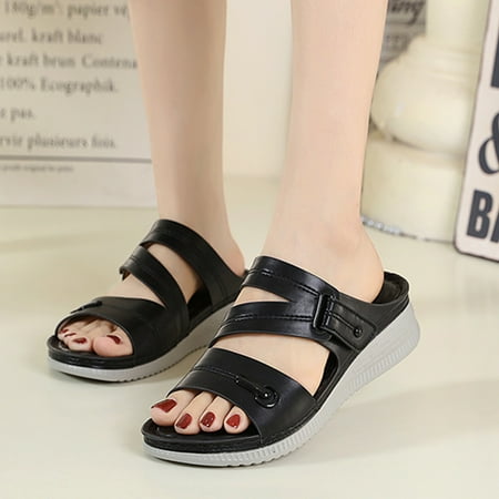 ZHELIYO Women s sandals Fashion Women Summer Slip On Casual Open Toe Wedges Comfortable Beach Shoes Sandals Slippers Black 8.5
ZHELIYO Women s sandals Fashion Women Summer Slip On Casual Open Toe Wedges Comfortable Beach Shoes Sandals Slippers Black 8.5