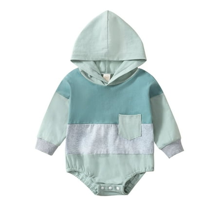Boys Girls Long Sleeve Patchwork Colour Hooded Pullover Romper With Pocket Sweatshirt Bodysuits
Boys Girls Long Sleeve Patchwork Colour Hooded Pullover Romper With Pocket Sweatshirt Bodysuits