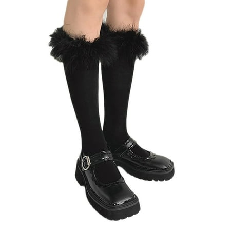 Women Winter Sweet Furry Feather Trim Knee High Socks Japanese College Style Lolita Kawaii Solid Color Calf Stockings Princess Leg Warmers
Women Winter Sweet Furry Feather Trim Knee High Socks Japanese College Style Lolita Kawaii Solid Color Calf Stockings Princess Leg Warmers