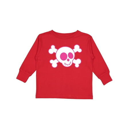 Inktastic Pink Skull Gift Toddler Toddler Girl Long Sleeve T-Shirt