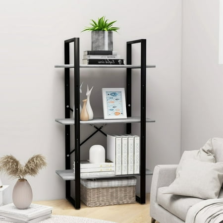 

Anself 3-Tier Book Cabinet Chipboard Storage Shelf Bookcase Organizer Metal Frame Bookshelf Concrete Gray for Living Room Bedroom Home 23.6 x 11.8 x 41.3 Inches (W x D x H)