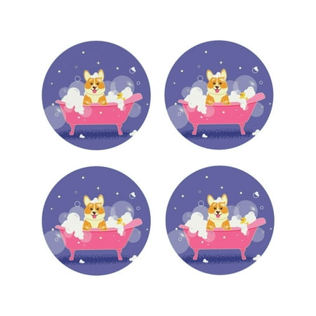 Coasters Set of 4 - Dog Washes in a Pink Bath Drink Coasters for Tabletop Protection Leather Coasters for Living Room Decor and Housewarming Gift Round Shape
Coasters Set of 4 - Dog Washes in a Pink Bath Drink Coasters for Tabletop Protection Leather Coasters for Living Room Decor and Housewarming Gift Round Shape