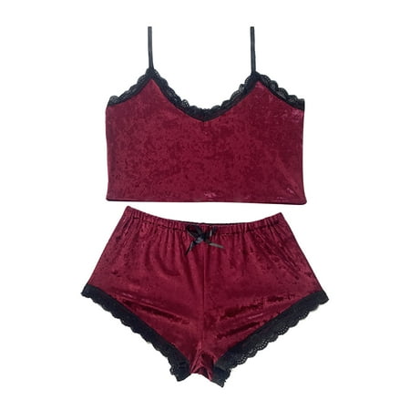 SMihono Sexy Women Lingerie Lace Velvet Patchwork Babydoll Underwear Panties Underpants Shorts Sleepwear Briefs Suit Cropped Lace Sling Backless Blouse and Hot Pants Pajamas Suits Wine M
SMihono Sexy Women Lingerie Lace Velvet Patchwork Babydoll Underwear Panties Underpants Shorts Sleepwear Briefs Suit Cropped Lace Sling Backless Blouse and Hot Pants Pajamas Suits Wine M