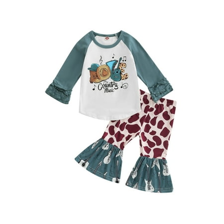 Sunisery Kids Baby Girls Halloween Outfits Set Long Sleeve Letters Print T-shirt Guitar Flare Pants Clothes
Sunisery Kids Baby Girls Halloween Outfits Set Long Sleeve Letters Print T-shirt Guitar Flare Pants Clothes