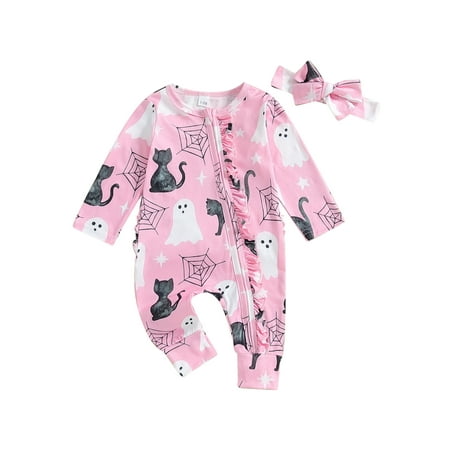 CocMouse Baby Girl Halloween Bodysuits Ghost Cobweb Zip Up Fall Romper Headband
CocMouse Baby Girl Halloween Bodysuits Ghost Cobweb Zip Up Fall Romper Headband