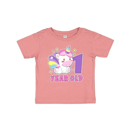 Inktastic 1 Year Old with Cute Unicorn Birthday Gift Baby Girl T-Shirt