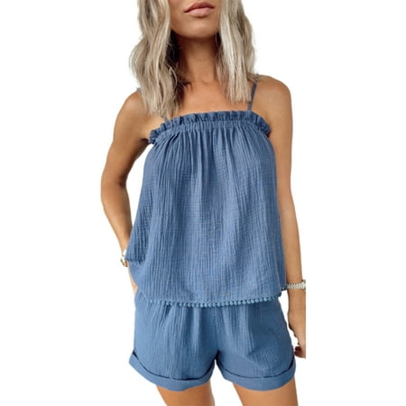 FARYSAYS Women s Two Piece Casual Fashion Solid Color Suit Sleeveless Loungewear Blue S-XL
FARYSAYS Women s Two Piece Casual Fashion Solid Color Suit Sleeveless Loungewear Blue S-XL