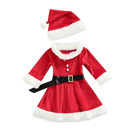 Musuos Girls Christmas Skirt Set Fluffy Stitching Boat Neck Long Sleeve Dress + Hat + Waist Belt Suit for Kids 1-5 Years
Musuos Girls Christmas Skirt Set Fluffy Stitching Boat Neck Long Sleeve Dress + Hat + Waist Belt Suit for Kids 1-5 Years