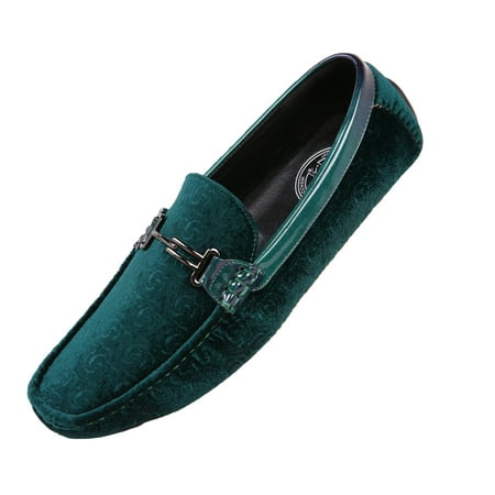 Amali Mens Slip On Driving Moccasin Velvet Smoking Loafers Green Size 10