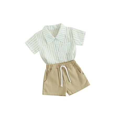 KelaJuan Toddler Boys 2 Piece Outfits Striped Print Short Sleeve Button T-Shirt and Elastic Shorts for Summer Clothes Set
KelaJuan Toddler Boys 2 Piece Outfits Striped Print Short Sleeve Button T-Shirt and Elastic Shorts for Summer Clothes Set