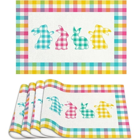 SPXUBZ Easter Placemats Simple Colorful Buffalo Plaid Easter Bunny 18x12 Inch Placemats for Family Table Holiday Decoration Placemat Set of 4
SPXUBZ Easter Placemats Simple Colorful Buffalo Plaid Easter Bunny 18x12 Inch Placemats for Family Table Holiday Decoration Placemat Set of 4