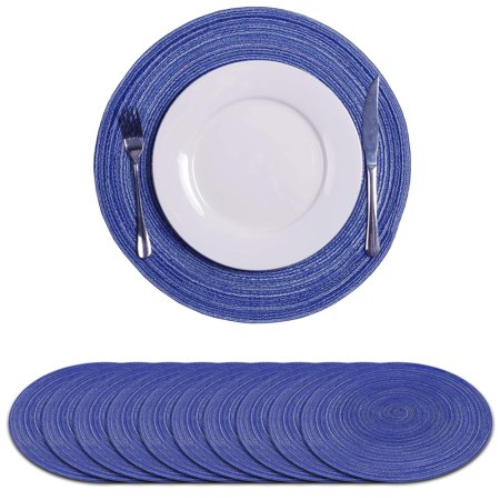 10PCS Round Table Mat Cotton Linen Woven Placemats Easy to Clean Kitchen Decor Pad Heat Resistant Anti-Skid Dining Mat Washable 15 Inches Blue
10PCS Round Table Mat Cotton Linen Woven Placemats Easy to Clean Kitchen Decor Pad Heat Resistant Anti-Skid Dining Mat Washable 15 Inches Blue