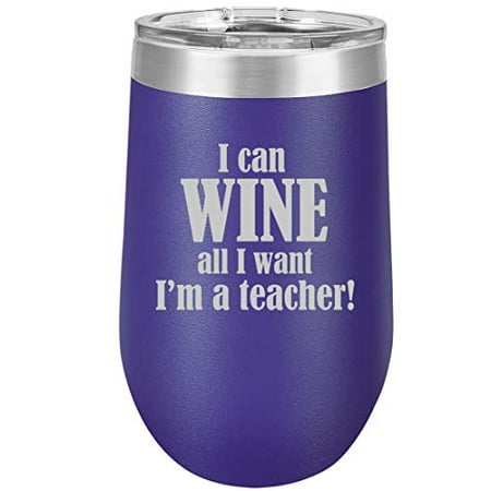 16 oz Double Wall Vacuum Insulated Stainless Steel Stemless Wine Tumbler Glass Coffee Travel Mug With Lid I Can Wine All I Want I m A Teacher (Purple)
16 oz Double Wall Vacuum Insulated Stainless Steel Stemless Wine Tumbler Glass Coffee Travel Mug With Lid I Can Wine All I Want I m A Teacher (Purple)