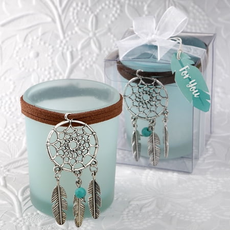 72 Dream catcher pale blue candle holder