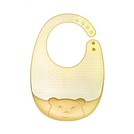 iaksohdu Baby Bib Adjustable Waterproof Dirt-proof Food Grade Silicone Cartoon Bear 3D Honeycomb Design Feeding Lunch Bandana Baby Accessories