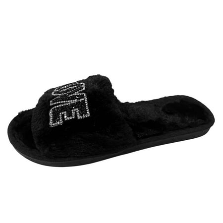 Qxutpo Women s Slippers Fashion Winter Flat Bottom Non-Slip Open Toe Rhinestone Letter Solid Color Slip On Comfortable Slippers Size 41
Qxutpo Women s Slippers Fashion Winter Flat Bottom Non-Slip Open Toe Rhinestone Letter Solid Color Slip On Comfortable Slippers Size 41
