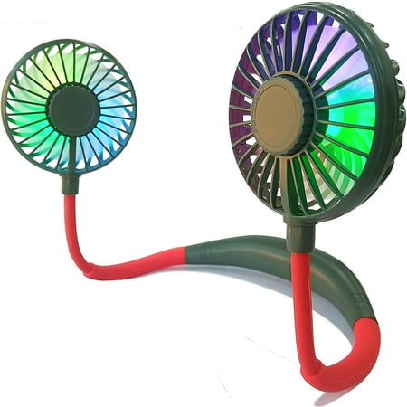 Neck Fan Portable- Neck Hanging Fan USB Charging Hand Free Mini Sport Neckband Fan Rechargeable with 3 Speeds Adjustable and LED