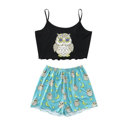 Women Suspender Top Shorts Pajama Suit Cartoon Printed Fashion 2PCS Housewear Female Chemise Nightie Nightwear
Women Suspender Top Shorts Pajama Suit Cartoon Printed Fashion 2PCS Housewear Female Chemise Nightie Nightwear