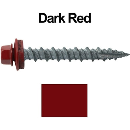 Jake Sales Brand - 10 x 1-1/2 ~250 Metal Roofing Screws - Hex Head - Type 17 - EPDM Washer - DARK RED 
Jake Sales Brand - 10 x 1-1/2 ~250 Metal Roofing Screws - Hex Head - Type 17 - EPDM Washer - DARK RED