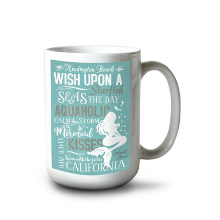 15 fl oz Ceramic Mug Huntington Beach California Mermaid Typography Dishwasher & Microwave Safe
15 fl oz Ceramic Mug Huntington Beach California Mermaid Typography Dishwasher & Microwave Safe