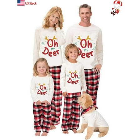 Family Matching Pajamas Christmas Letter Print Long Sleeve Tops + Casual Plaid Pants Holiday Sleepwear Set
Family Matching Pajamas Christmas Letter Print Long Sleeve Tops + Casual Plaid Pants Holiday Sleepwear Set