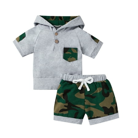 Canrulo Little Baby Boys Outfit Set Short Sleeve Hooded Top Camouflage Shorts 2pcs Grey 6-9 Months
Canrulo Little Baby Boys Outfit Set Short Sleeve Hooded Top Camouflage Shorts 2pcs Grey 6-9 Months