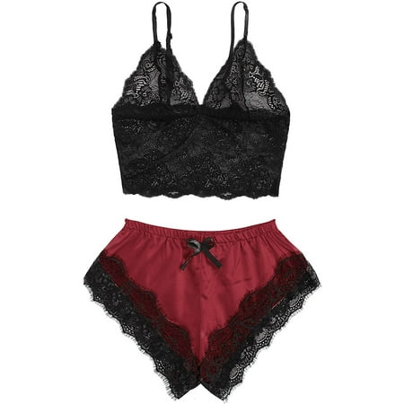 Women s Floral Lace Cami Plus Size Spaghetti Strap Lace Trim Bralette and Shorts Sleepwear 2 Piece Pajama Lingerie Set
Women s Floral Lace Cami Plus Size Spaghetti Strap Lace Trim Bralette and Shorts Sleepwear 2 Piece Pajama Lingerie Set
