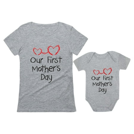 Our First Mother s Day Outfit For Mom & Baby Matching Set Bodysuit & Women Shirt Mom Gray Large / Baby Gray 6M (3-6M)
Our First Mother s Day Outfit For Mom & Baby Matching Set Bodysuit & Women Shirt Mom Gray Large / Baby Gray 6M (3-6M)