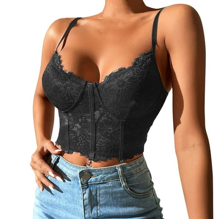 EHTMSAK Bralettes for Women Comfort Seamless Wireless Skinny Strap Bralette Bra Plunge Bras Black L