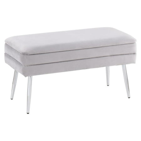 Lwory Neapolitan Storage Bench with Chrome and Silver Velvet OT-NEO VSV