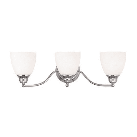 Bathroom Vanity 3 Light With Hand Blown Satin Opal White Glass Chrome size 23 in 300 Watts - World of Crystal
Bathroom Vanity 3 Light With Hand Blown Satin Opal White Glass Chrome size 23 in 300 Watts - World of Crystal
