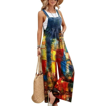 QWANG Multicolor 2023 New Spring And Summer Women s Strap Pants Fashion Print Strap Loose Wide Leg Bodysuit With Pockets
QWANG Multicolor 2023 New Spring And Summer Women s Strap Pants Fashion Print Strap Loose Wide Leg Bodysuit With Pockets