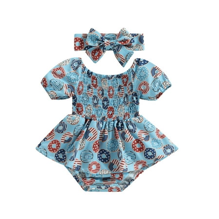 Arvbitana 0M 3M 6M 12M 18M Baby Girls 4th of July Short Romper Dress Summer Short Sleeves Casual Party Street Print Jumpsuit Bodysuit Dress + Head Band 2Pcs
Arvbitana 0M 3M 6M 12M 18M Baby Girls 4th of July Short Romper Dress Summer Short Sleeves Casual Party Street Print Jumpsuit Bodysuit Dress + Head Band 2Pcs