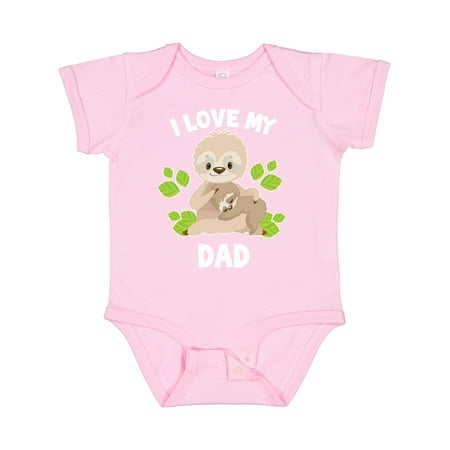 Inktastic Cute Sloth I Love My Dad with Green Leaves Gift Baby Boy or Baby Girl Bodysuit