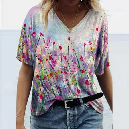 Moxiu Womens Summer Tops Fashion Women s Summer Colorful Print Short Sleeve Crew-Neck T-Shirts Blouses Casual Tees Tops
Moxiu Womens Summer Tops Fashion Women s Summer Colorful Print Short Sleeve Crew-Neck T-Shirts Blouses Casual Tees Tops