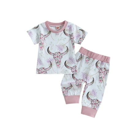 Qtinghua 2PCS Toddler Baby Girls Summer Clothes Short Sleeve Crewneck Tops Cattle Head Print Pants Sets White 4-5 Years
Qtinghua 2PCS Toddler Baby Girls Summer Clothes Short Sleeve Crewneck Tops Cattle Head Print Pants Sets White 4-5 Years